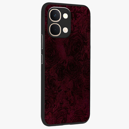 Crimson Fade Flow Glass Case upright view showcasing dynamic crimson flow artwork with stylish abstract theme.
