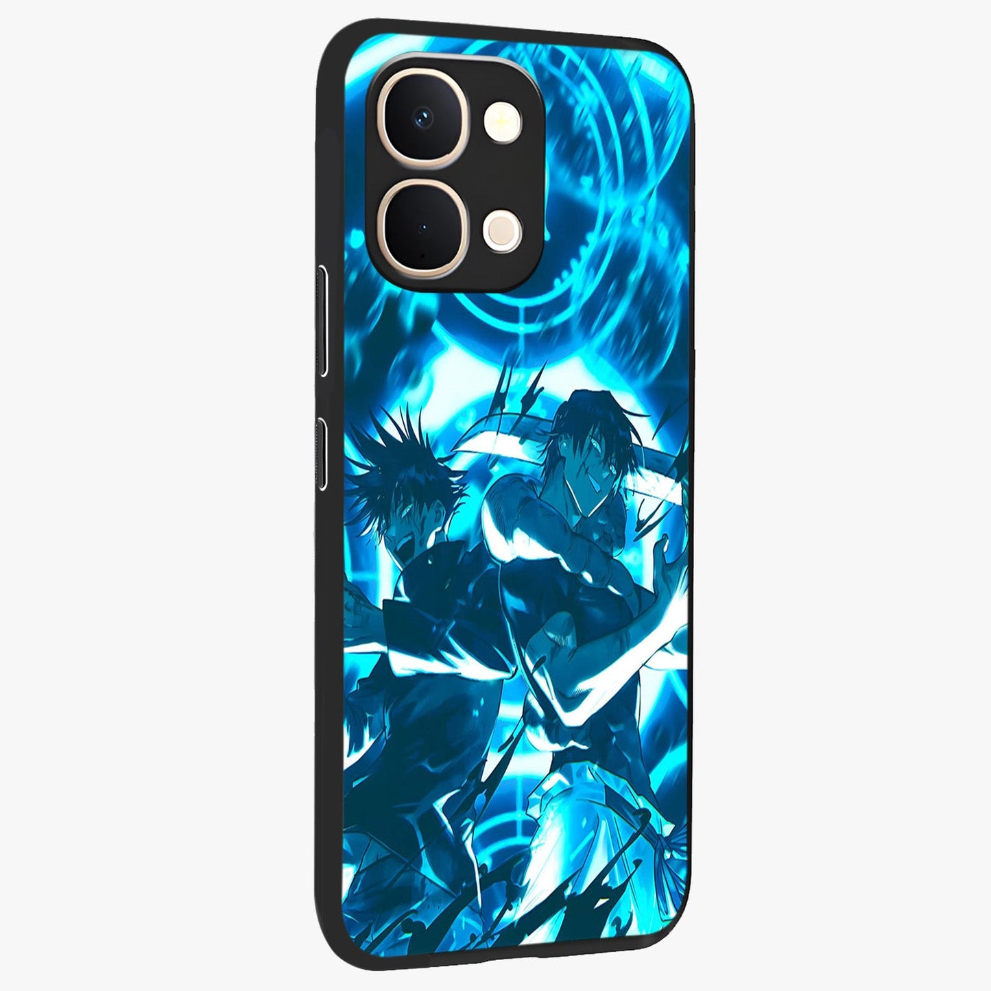 Cursed Energy Clash Glass Case upright view showcasing dramatic clash artwork with bold supernatural theme.