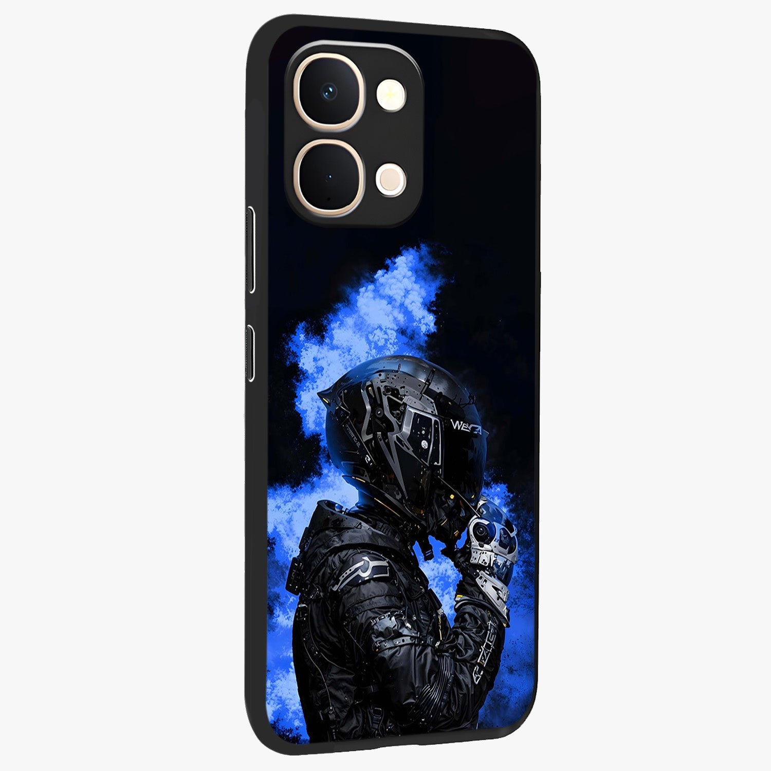 Cyber Sentinel Protocol Glass Case upright view showcasing advanced cyber sentinel artwork with futuristic tech theme.