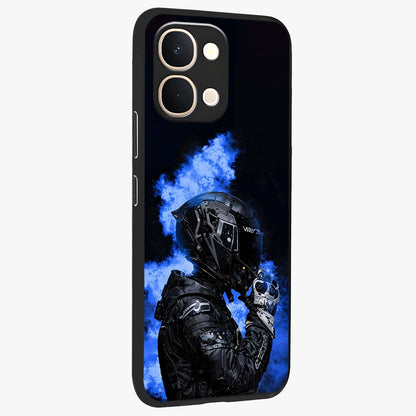 Cyber Sentinel Protocol Glass Case upright view showcasing advanced cyber sentinel artwork with futuristic tech theme.