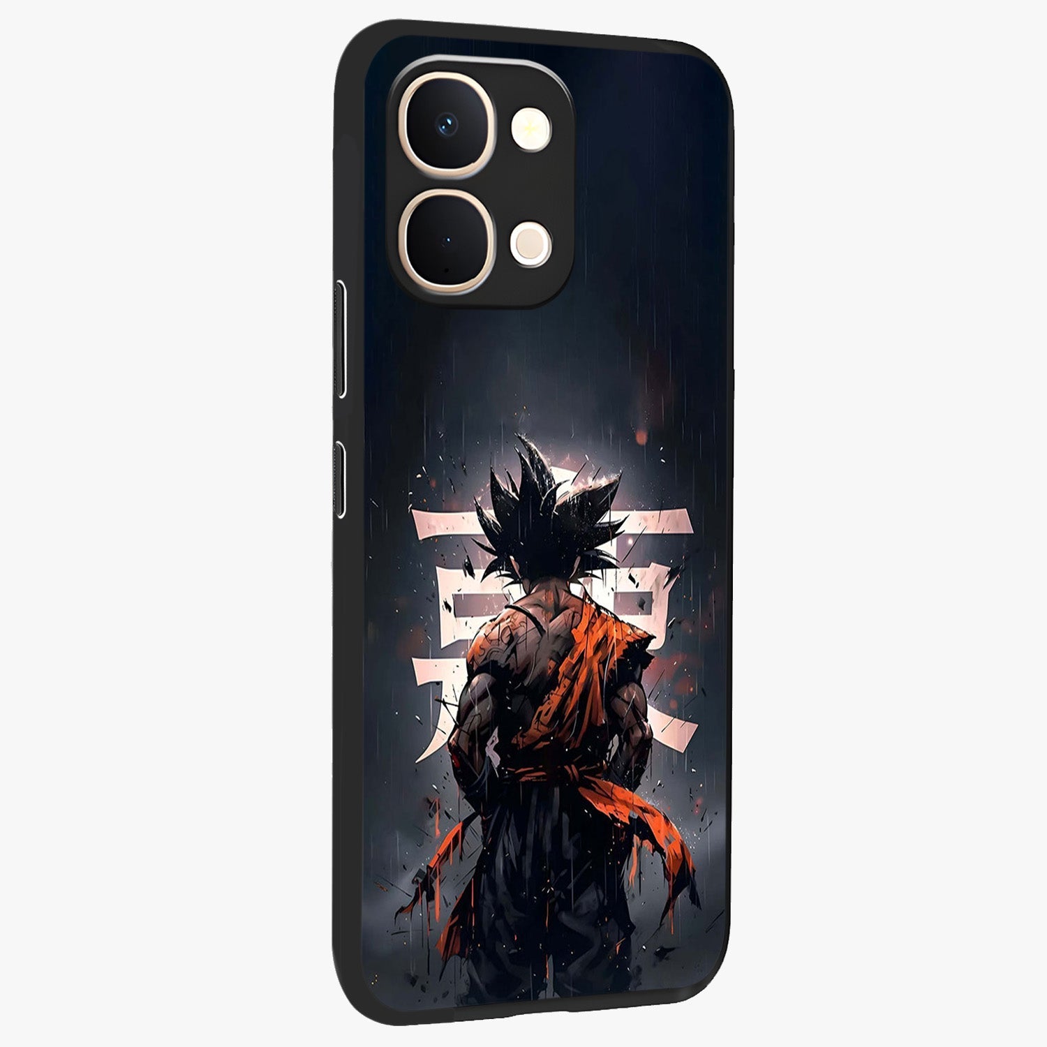 Dark Warrior In Rain Glass Case upright view showcasing powerful rainy battle scene with intense cinematic style.