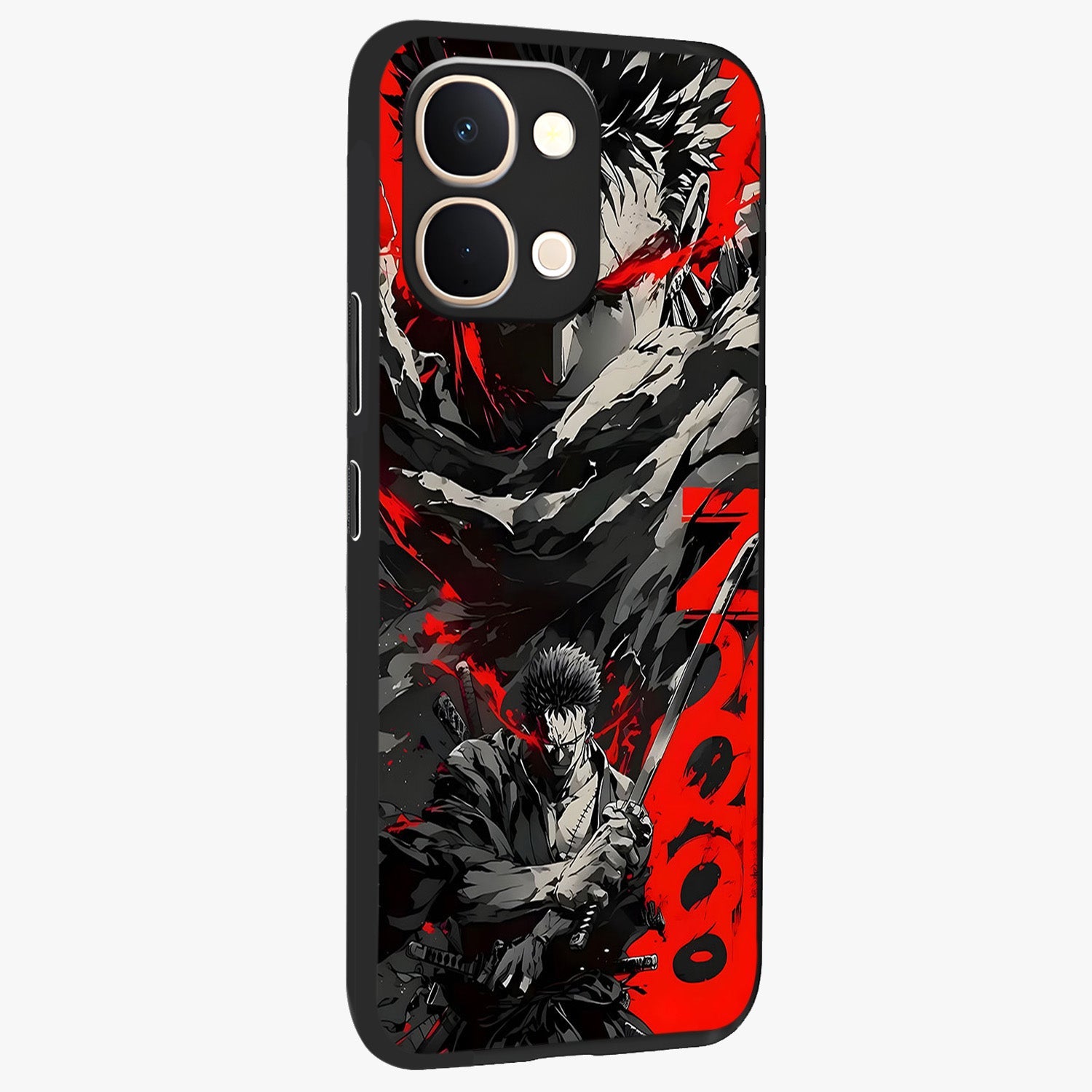 Demon Sword Resolve Glass Case upright view showcasing dramatic warrior artwork with intense battle theme.