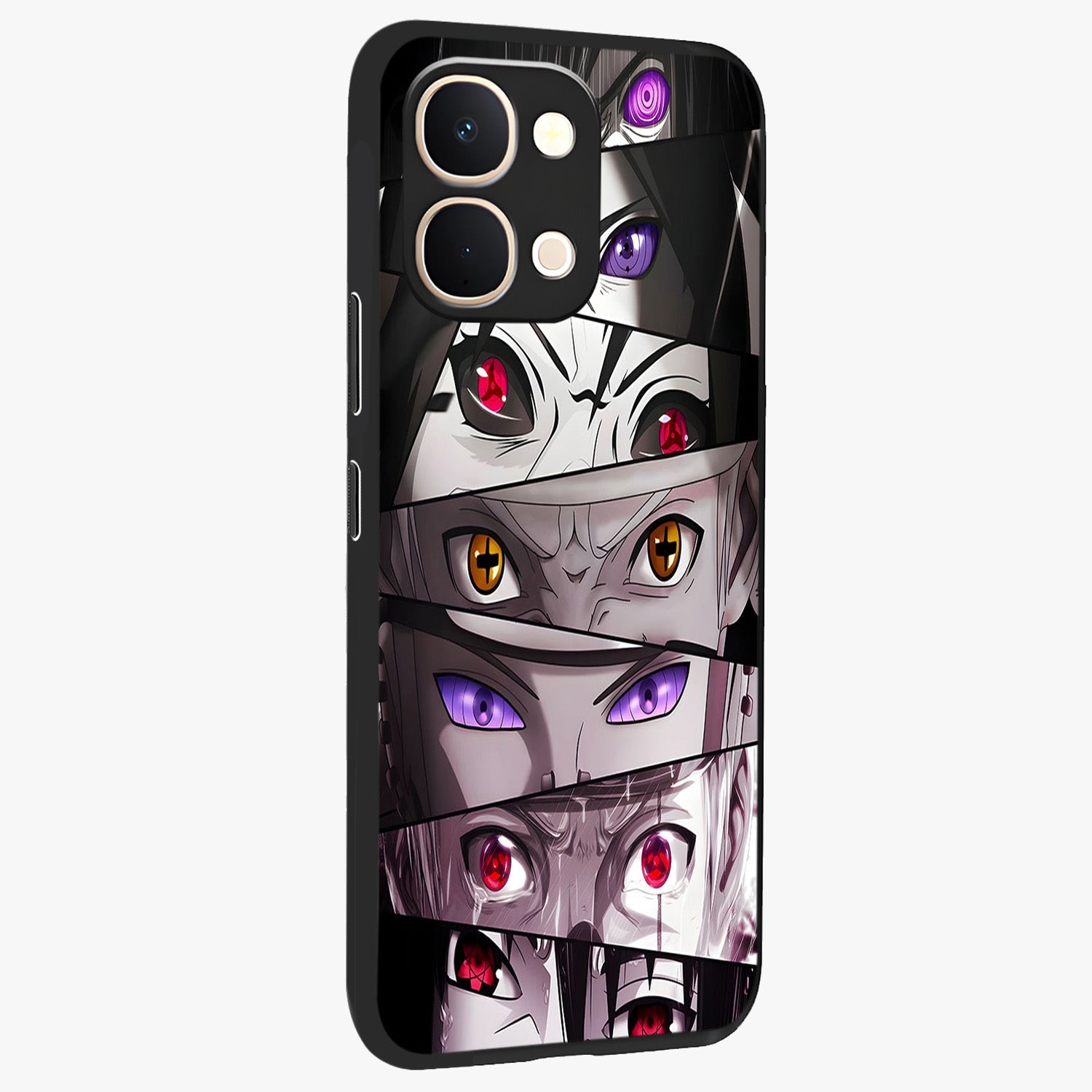 Eyes of Destiny Glass Case upright view showcasing symbolic eye artwork with dramatic artistic theme.