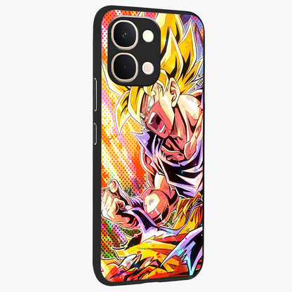 Firing Goku Glass Case upright view showcasing energetic anime artwork with bold warrior theme.