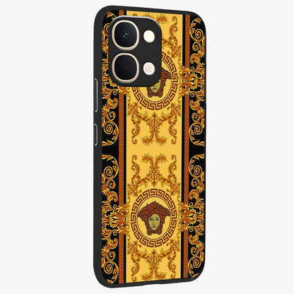 Golden Lotus Glow Glass Case upright view showcasing luminous lotus artwork with peaceful divine theme.