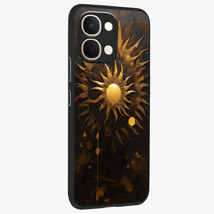 Golden Sun Majesty Glass Case upright view showcasing haunting graveyard artwork with dramatic dark theme.
