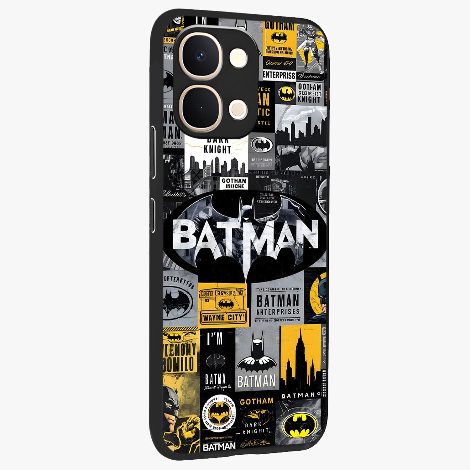 Knight Gotham Rise Glass Case upright view showcasing bold vigilante themed artwork with gothic city vibe.