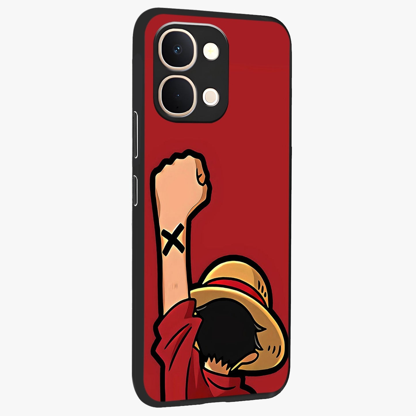 Luffy X Spirit Glass Case upright view showcasing striking anime artwork with adventurous character theme.