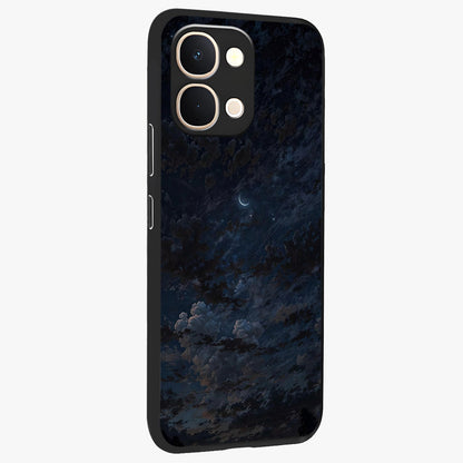 Lunar Veil Silence Glass Case upright view showcasing calm moon themed artwork with serene night atmosphere.