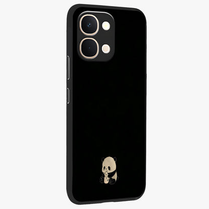 Midnight Panda Love Glass Case upright view showcasing charming panda artwork with playful romantic theme.