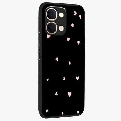 Pink Love Drops Glass Case upright view showcasing charming heart drop artwork with romantic playful theme.