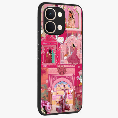 Pink Palace Muse Glass Case upright view showcasing artistic palace artwork with graceful royal theme.