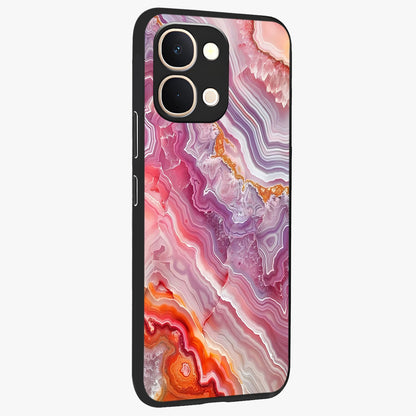 Rose Quartz Marble Glass Case upright view showcasing decorative marble artwork with luxurious pastel theme.