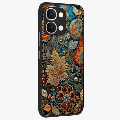 Royal Jewel Garden Glass Case upright view showcasing rich floral artwork with luxurious garden theme.