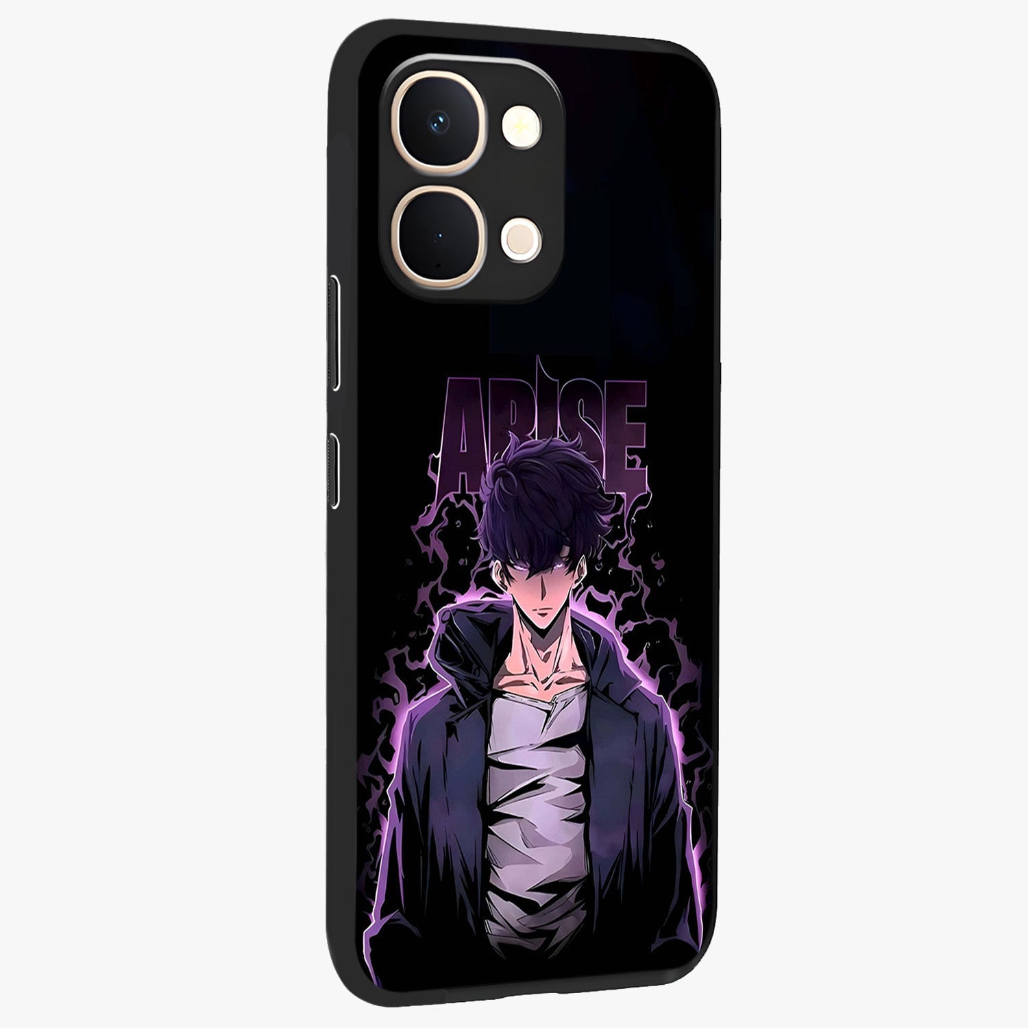 Shadow Monarch Awakening Glass Case upright view showcasing bold monarch artwork with mystical awakening theme.