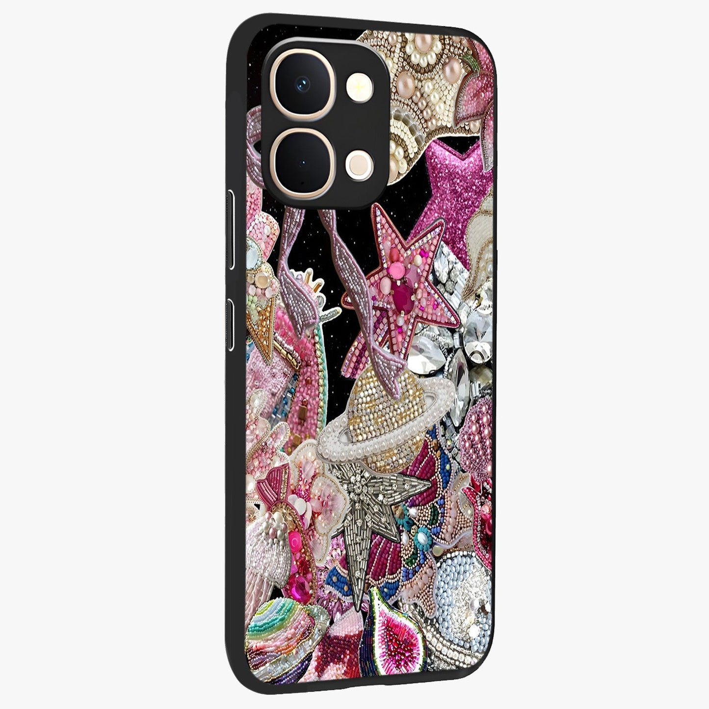 Starlit Jewel Dream Glass Case upright view showcasing radiant star inspired artwork with magical night theme.
