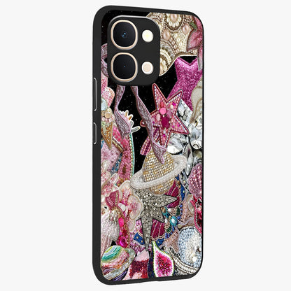 Starlit Jewel Dream Glass Case upright view showcasing radiant star inspired artwork with magical night theme.
