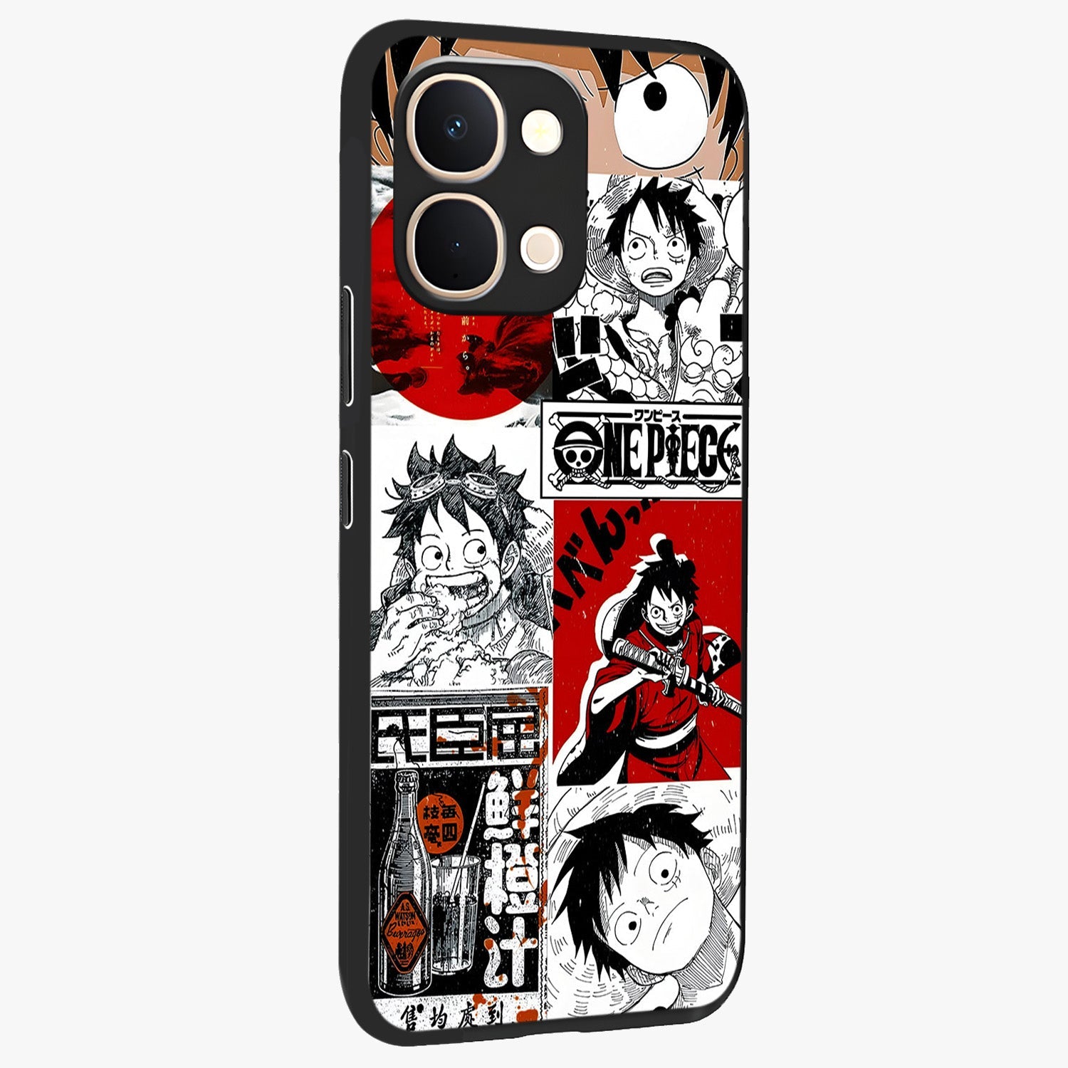 Strawhat Chaos Panels Glass Case upright view showcasing energetic anime artwork with bold adventure theme.