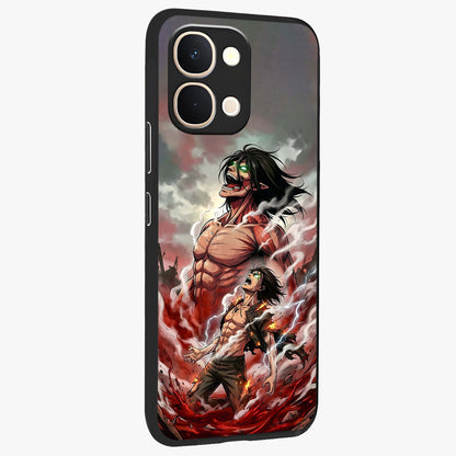 Titan Awakening Fury Glass Case upright view showcasing intense titan artwork with epic fantasy theme.