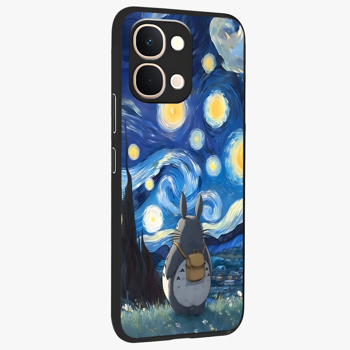 Totoro In Van Gogh Art Glass Case upright view showcasing creative character artwork with painterly artistic theme.