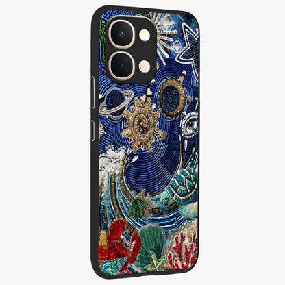 Universe Underwater Spark Glass Case upright view showcasing magical underwater galaxy artwork with vibrant cosmic theme.