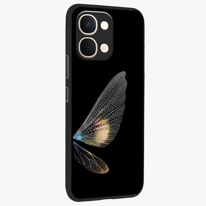 Whispers Of Wings Glass Case upright view showcasing elegant wing artwork with light airy theme.