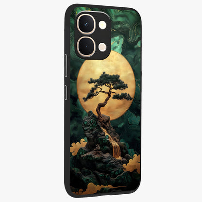 Zen Moon Rise Glass Case upright view showcasing serene moon artwork with tranquil night theme.