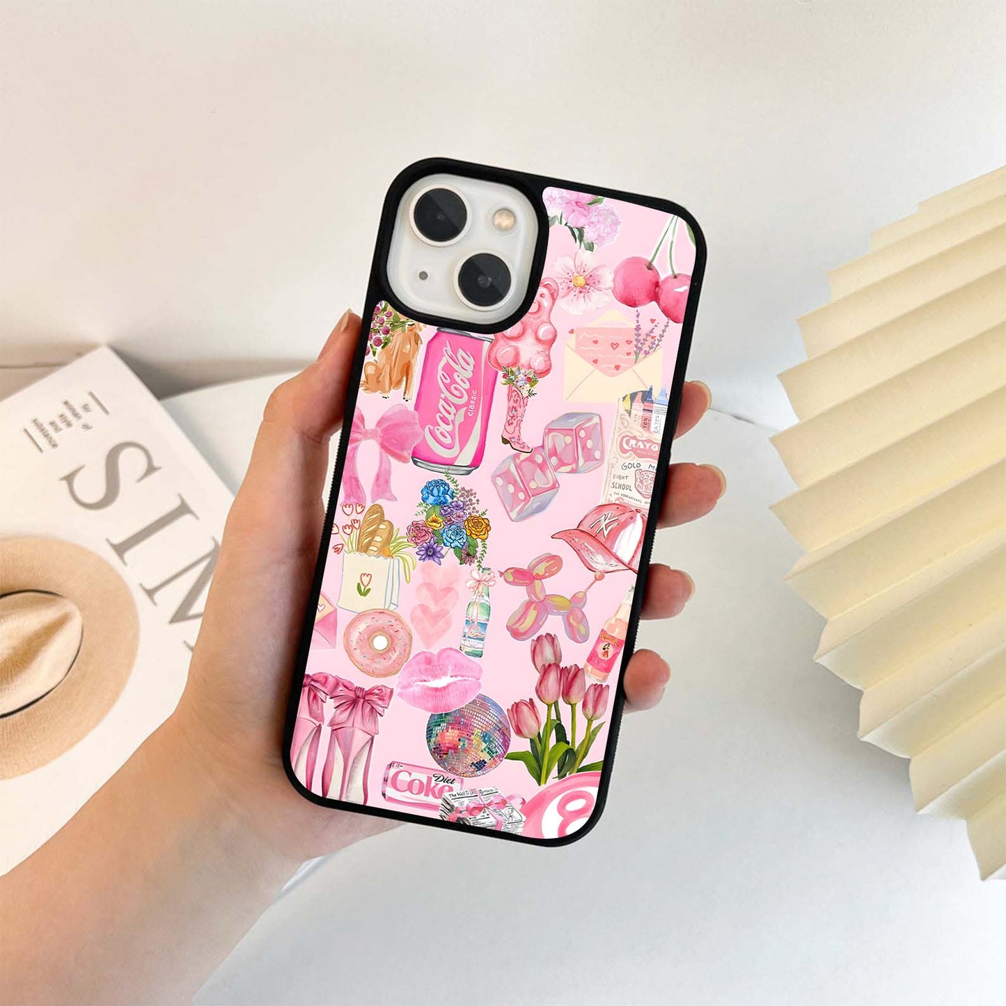 Pink Retro Pop Collage Glass Case