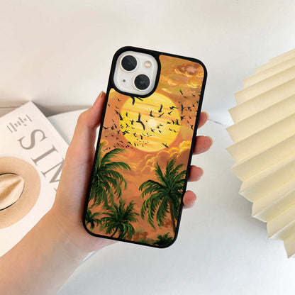 Golden Palm Scenery Glass Case