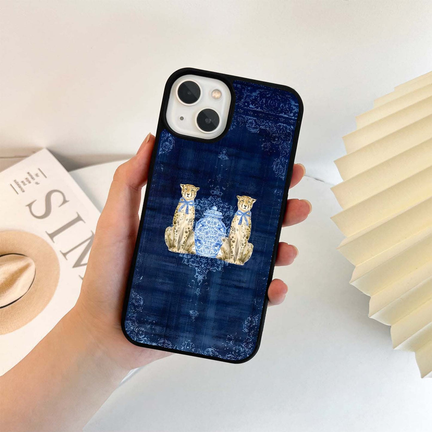 Blue Carpet Pattern Glass Case