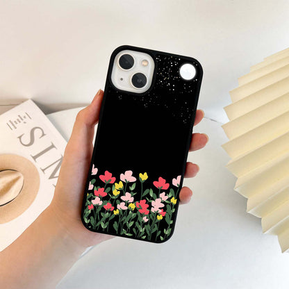 Romantic Moon With Flower Glass Case