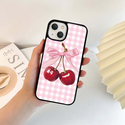 Pink Picnic Cherries Glass Case