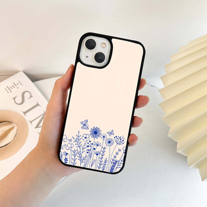 Blue Floral Art Glass Case