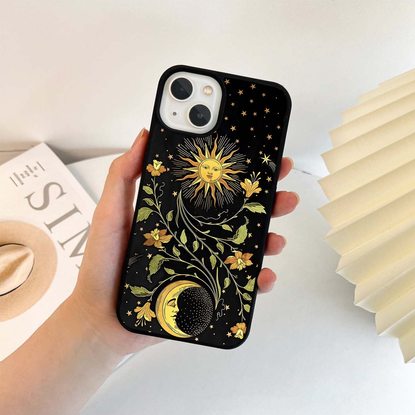 Yellow Astrology Pattern Glass Case