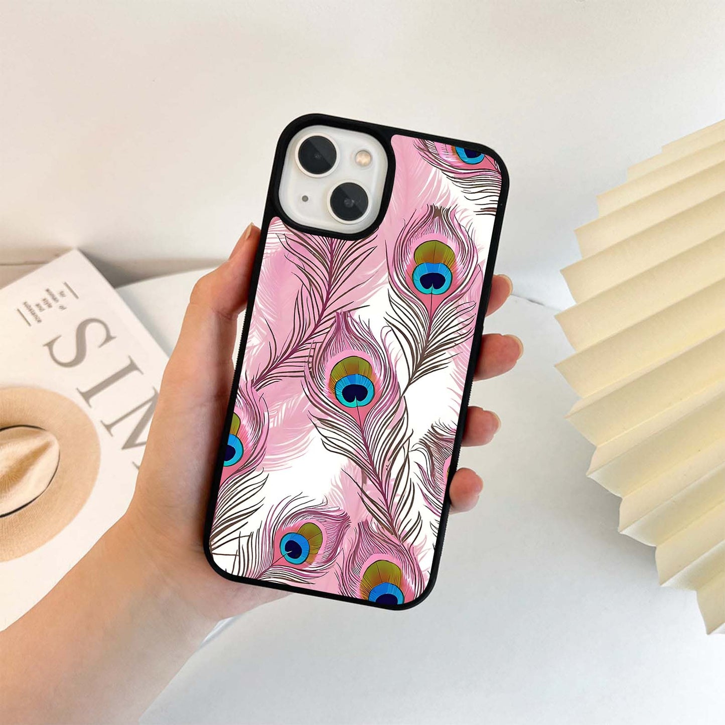 Peacock Feathers Floating Glass Case