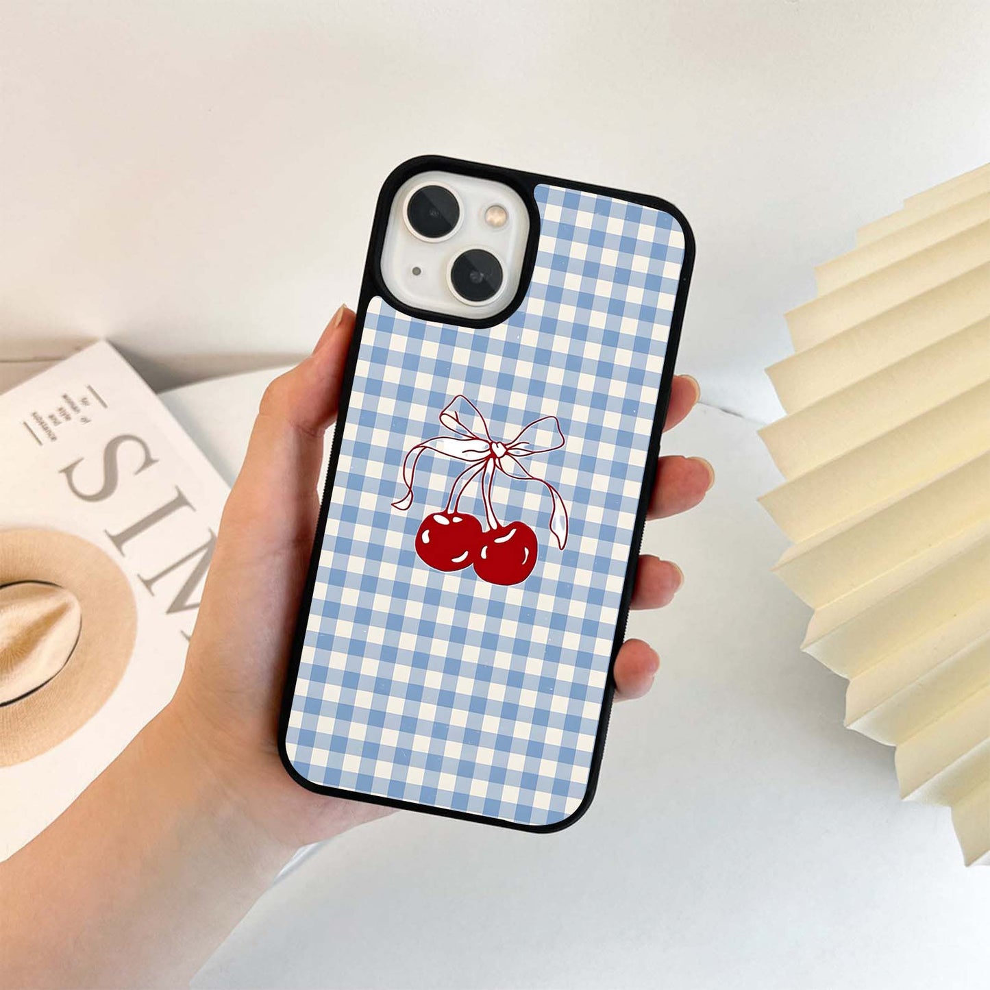 Blusshy Cherry With Checker Glass Case