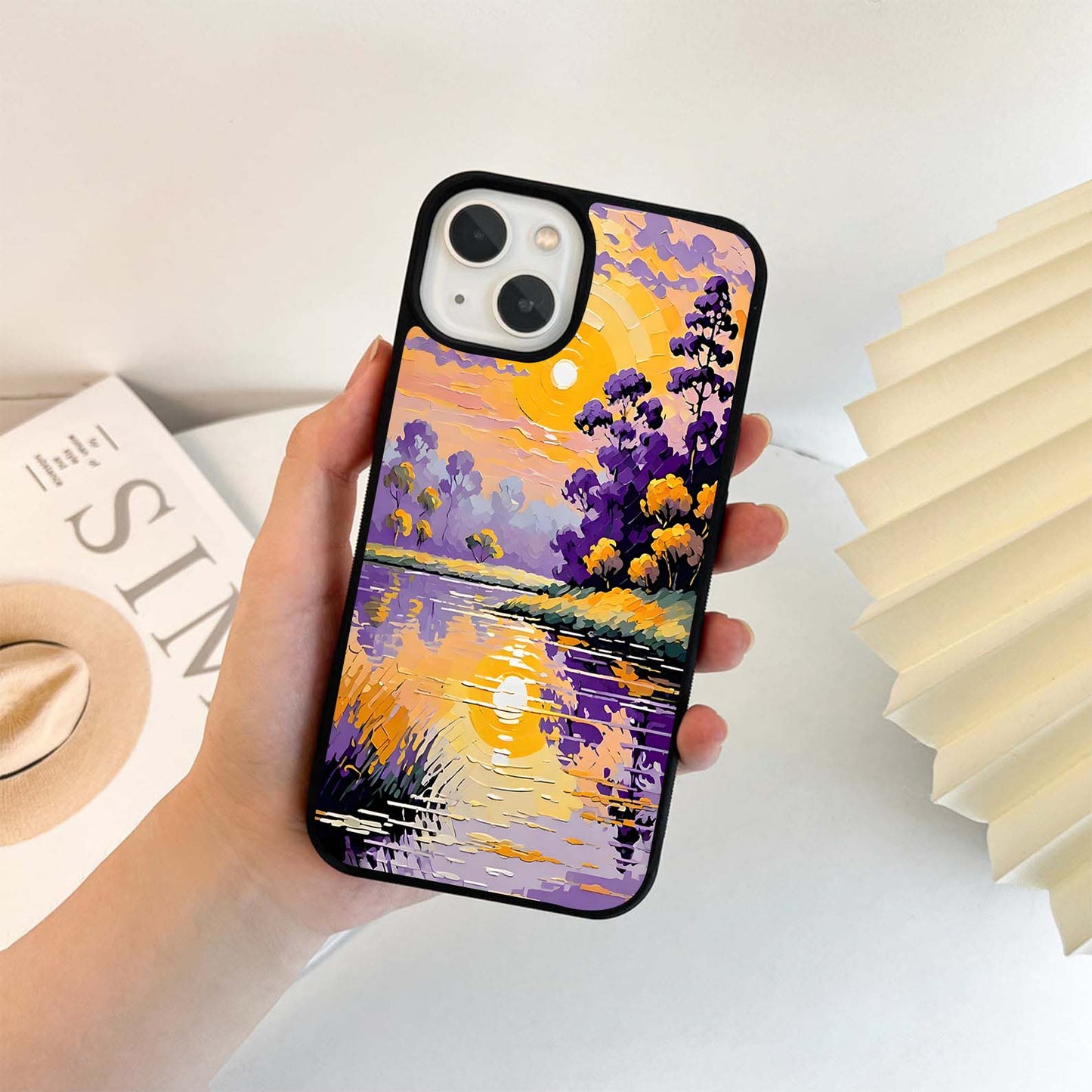 Sunset Painting Landscape Glass Case