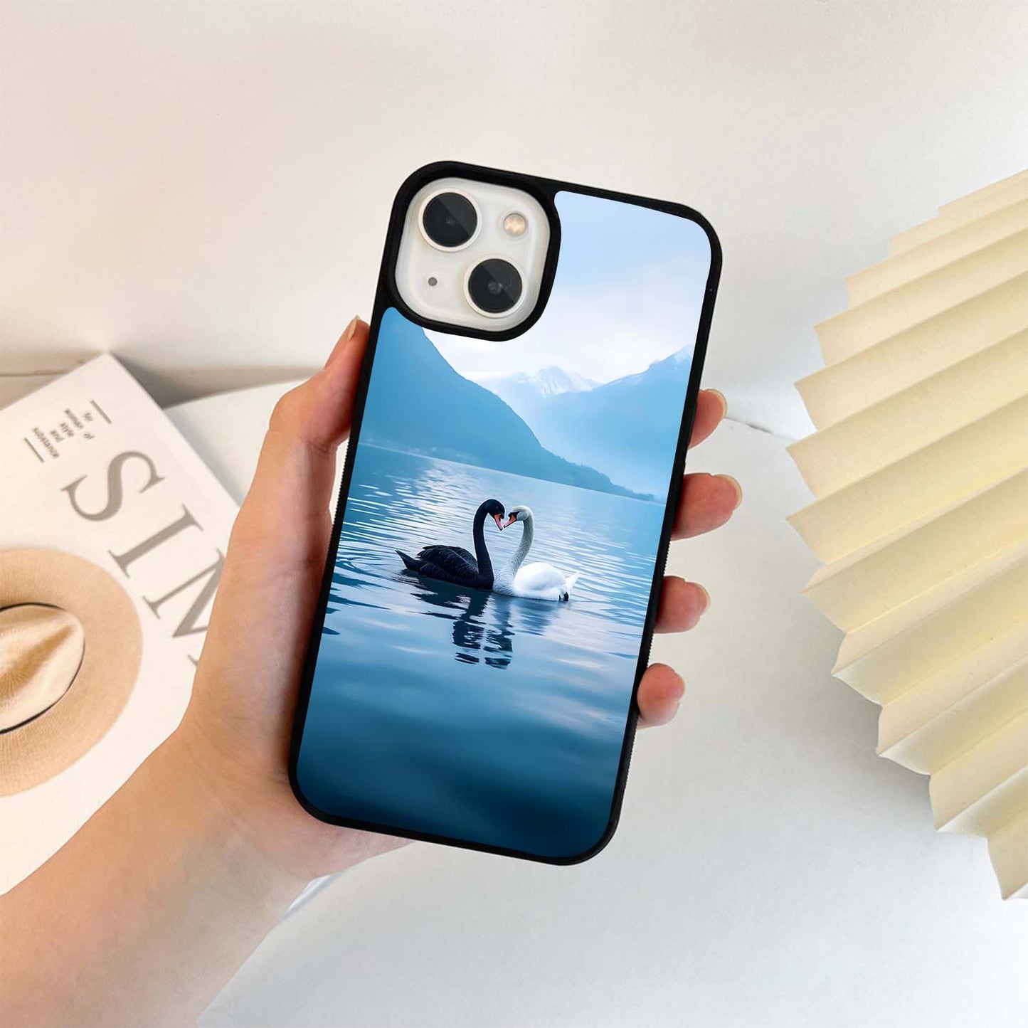 Swan Love Lake Glass Case