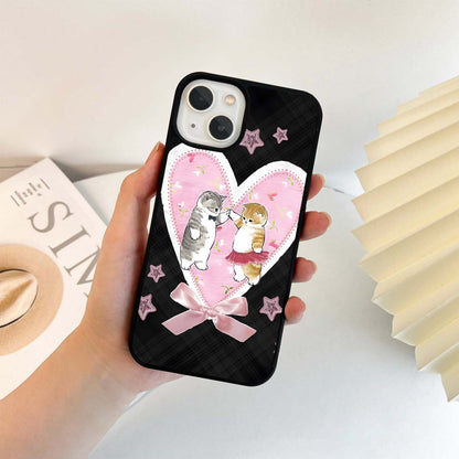 Cat Under Heart Glass Case