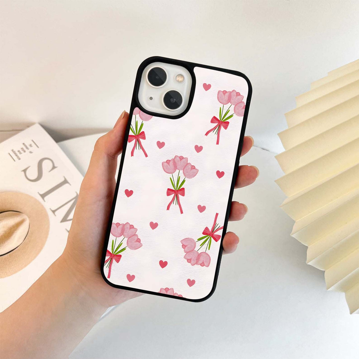 Pink Tulip bouquets Glass Case