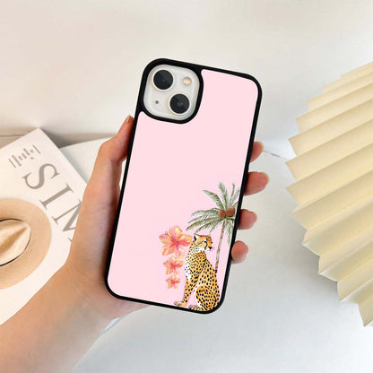 Cheetah with Palm Tree Glass Case