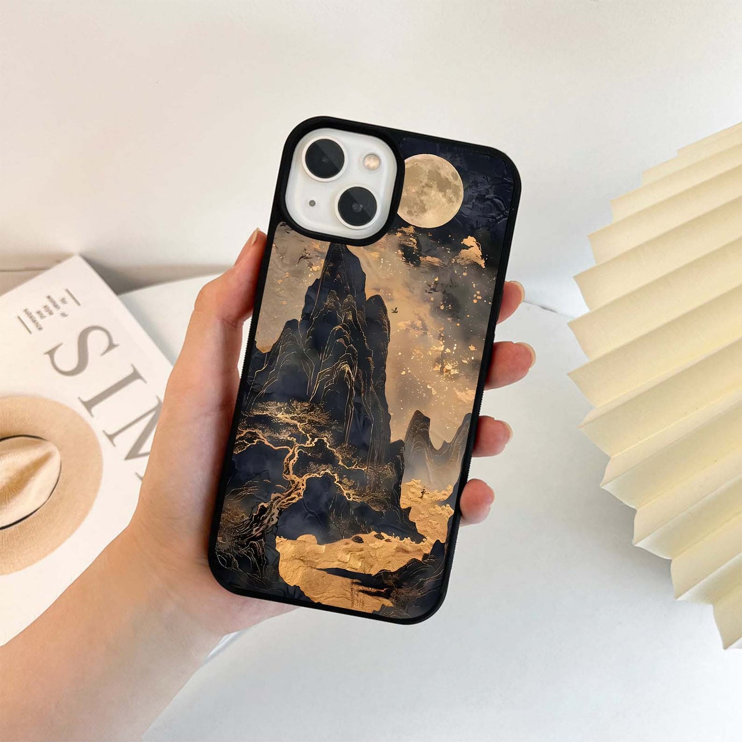 Majestic Golden Mountains Glass Case