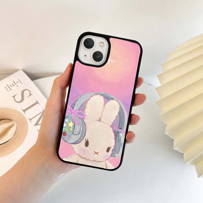 Bunny With Headphone Glass Case