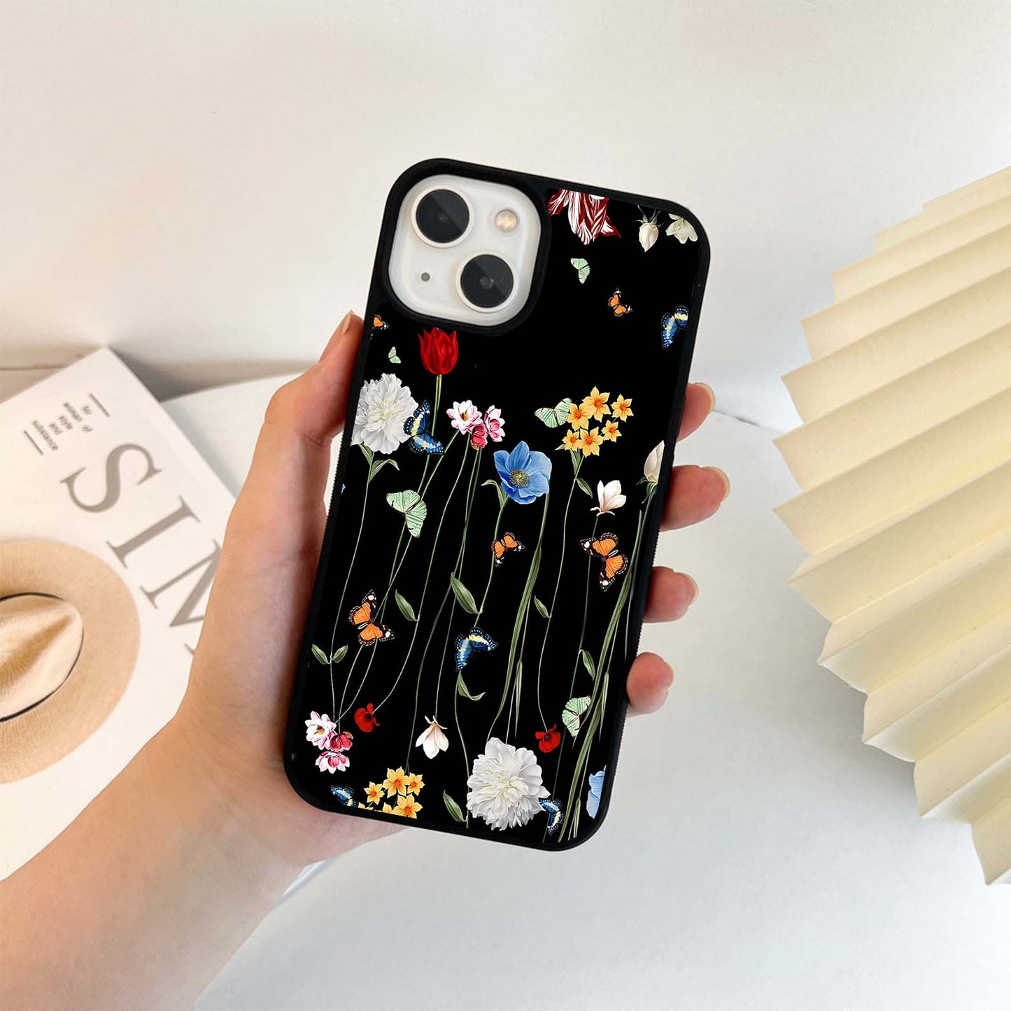 Butterflies & Blooms Glass Case