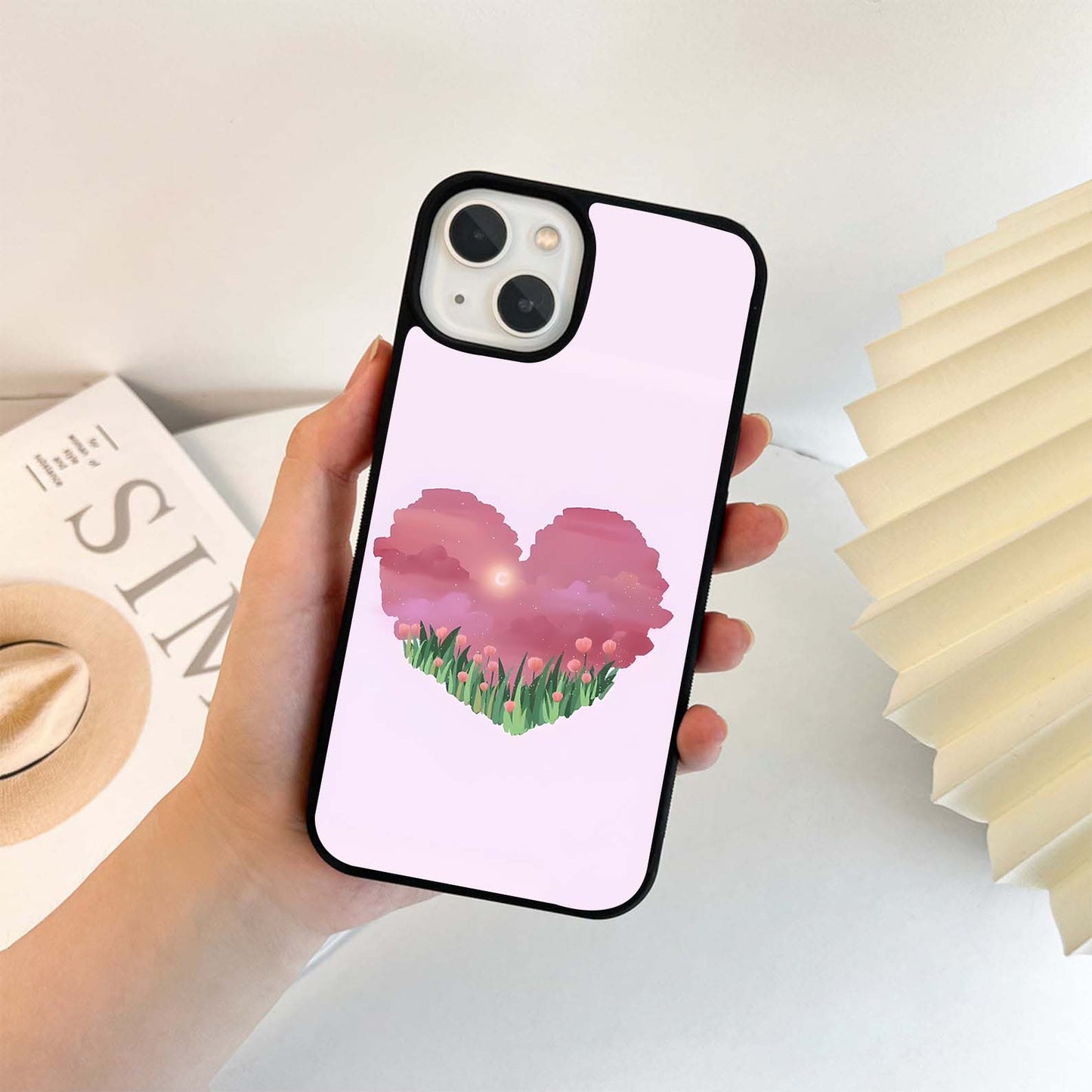 Tulip Under Heart Glass Case