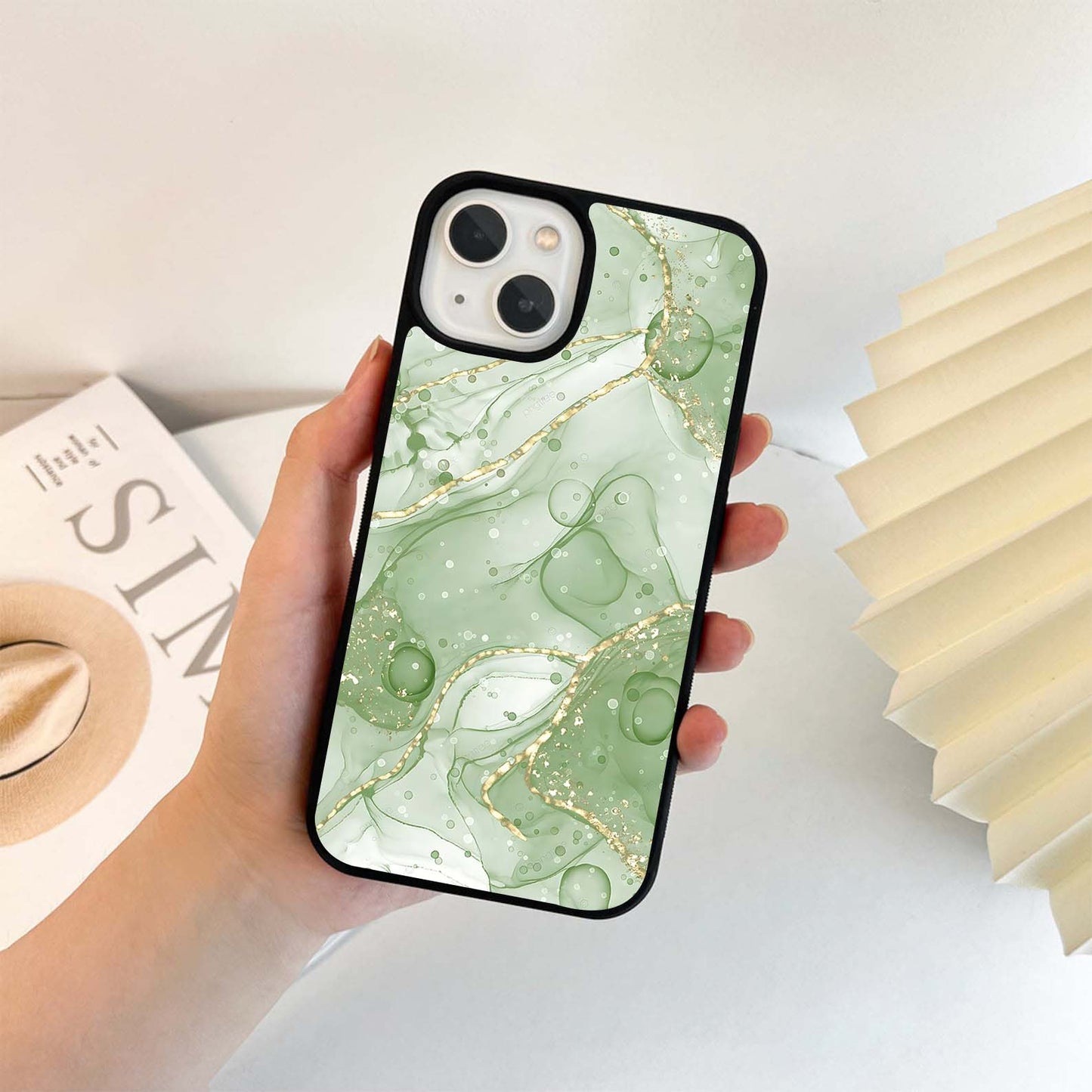 Sage Green Marble Glass Case
