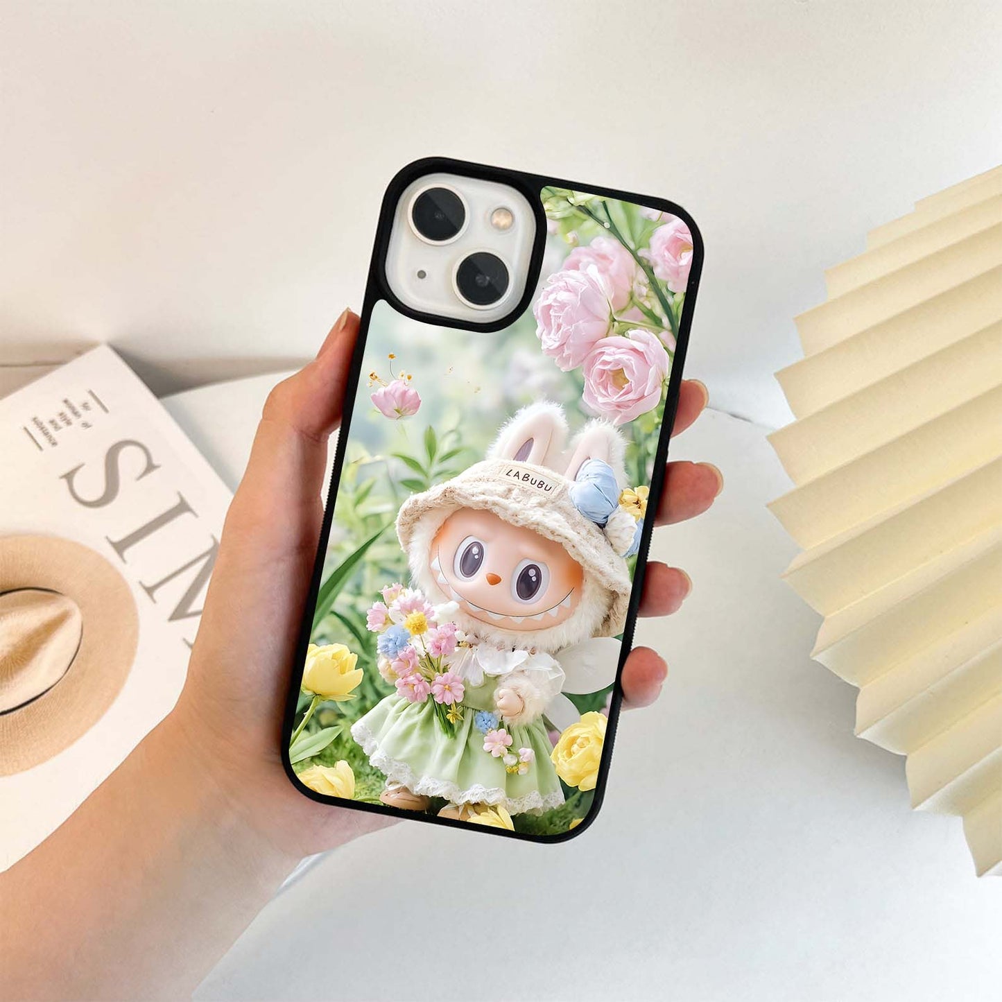 Cute Hat Labubu Glass Case