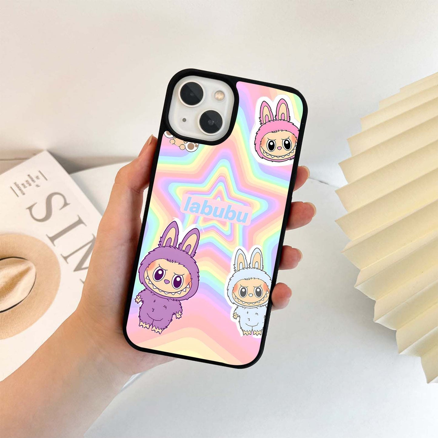 Colorfull Stary Labubu Glass Case