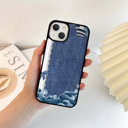 Denim Wave Ribbons Glass Case