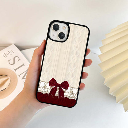 Wine Velvet Bow Glass Case